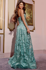 42199 - Jovani - Sage Lace Embroidered A-Line Ball Gown