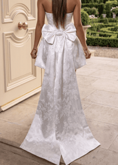 Delicate Love Strapless Bow Mini Dress - White Jacquard