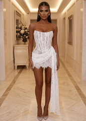 It's Complicated Drape Mini Dress - White