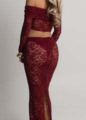 Opulent Dreams Lace Two Piece - Burgundy